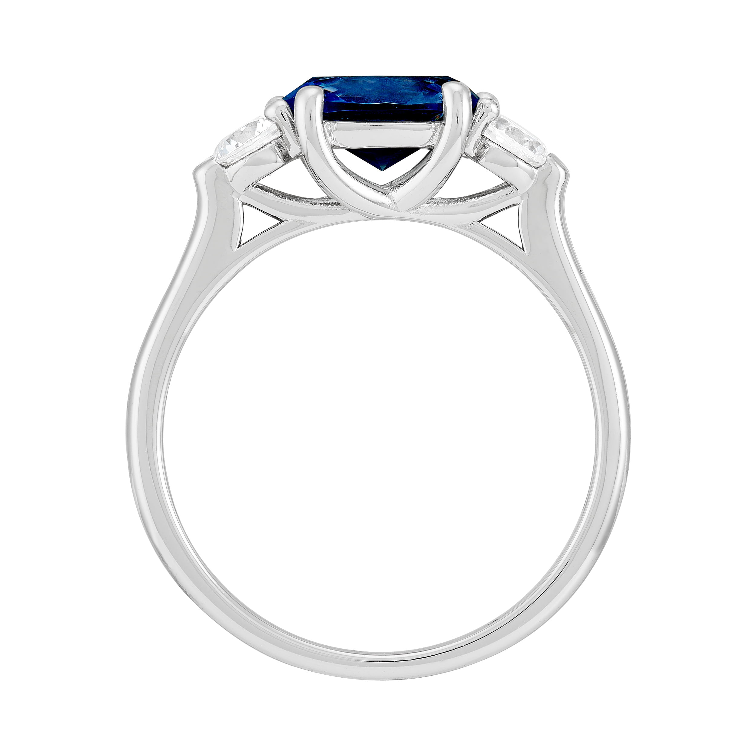 Brilliance Fine Jewelry Oval Created Blue Sapphire and White Cubic Zirconia Ring in Sterling Silver