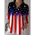 thumbnail image 2 of Nyfairy Plus Size Women's Independence Day Print Long Sleeve V Neck Button Casual Shirt, 2 of 3