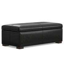 Gabbie 48 inch Wide Rectangular Storage Ottoman in Midnight Black PU Vegan Leather