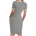 thumbnail image 4 of vigerkar Women's Casual Striped Maternity Dress Short Sleeve Sleeve Split Thigh Bodycon Dresses Pregnancy Clothes White, S, 4 of 9