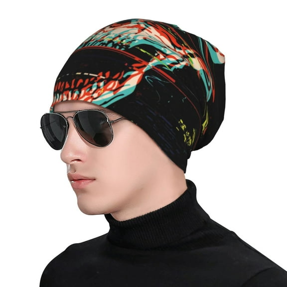 Rocae Glitch Screaming Skull for Beanies Hats for Men Women Warm Chunky Knit Hats Winter Adult Milk Silk Knitted Beanie