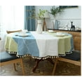 thumbnail image 2 of BH-JJSMGS Heavy Weight Cotton Linen Tablecloth, Plaid Tassel Round Table Cover for Kitchen Dining Room Tabletop Decorations,, 2 of 6