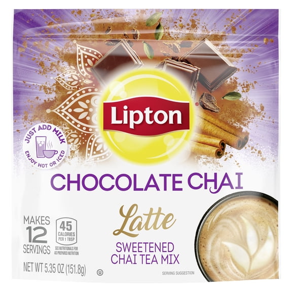 Lipton Chocolate Chai Latte Black Tea, Caffeinated, 5.35 Oz