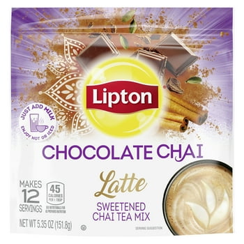 Lipton Chocolate Chai Latte Black Tea, Caffeinated No Artificial Flavors or Colors, 5.35 Oz