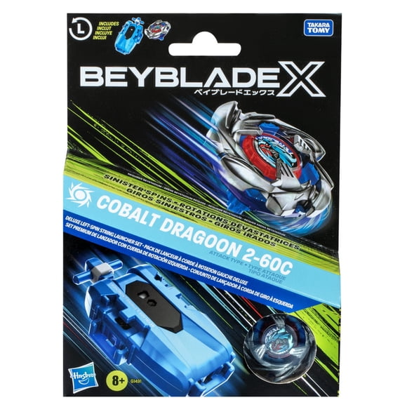 Set de Juego Hasbro Beyblade X Set Premium de Lanzador con Cuerda y Cobalt Dragoon 2 60C
