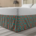 thumbnail image 1 of Geometric Bed Skirt, Colorful Pattern with Abstract Oriental Floral Ornament, Elastic Bedskirt Dust Ruffle Wrap Around for Bedding Decor, 4 Sizes, Pale Blue Pale Green, by Ambesonne, 1 of 2