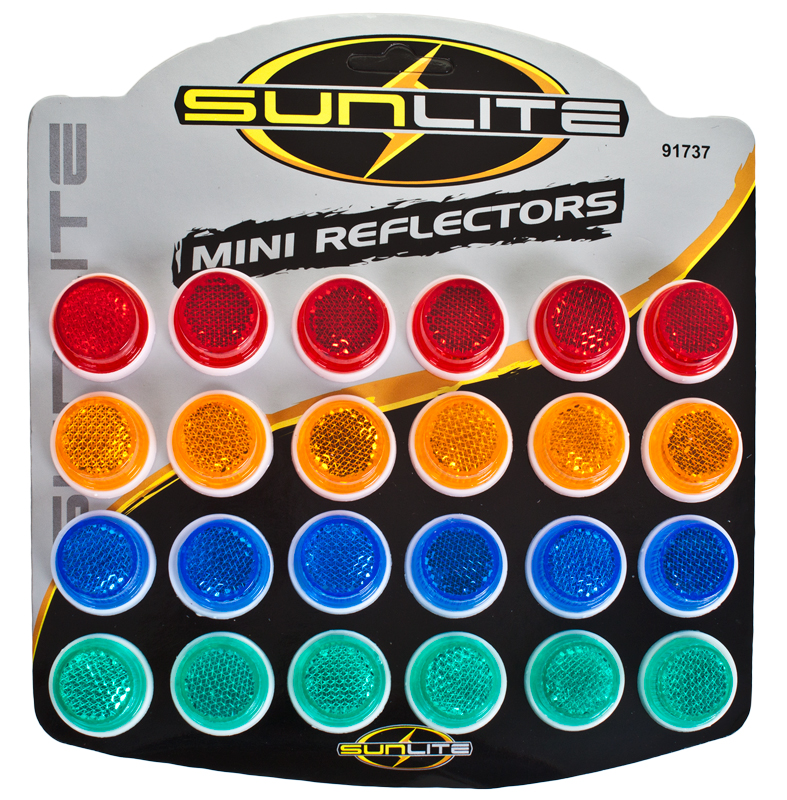 Sunlite Reflector Set, 1" with Bolt, Assorted Colors, Set of 24