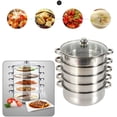 thumbnail image 3 of Multipurpose Stock Pot and Steamer Pots 5 Tier Pasta Pots Cooker Pot Kitchen Steaming Cookware with Lid for Cooking Vegetables, Seafood,Soups, Stews (17.71'' H), 3 of 9