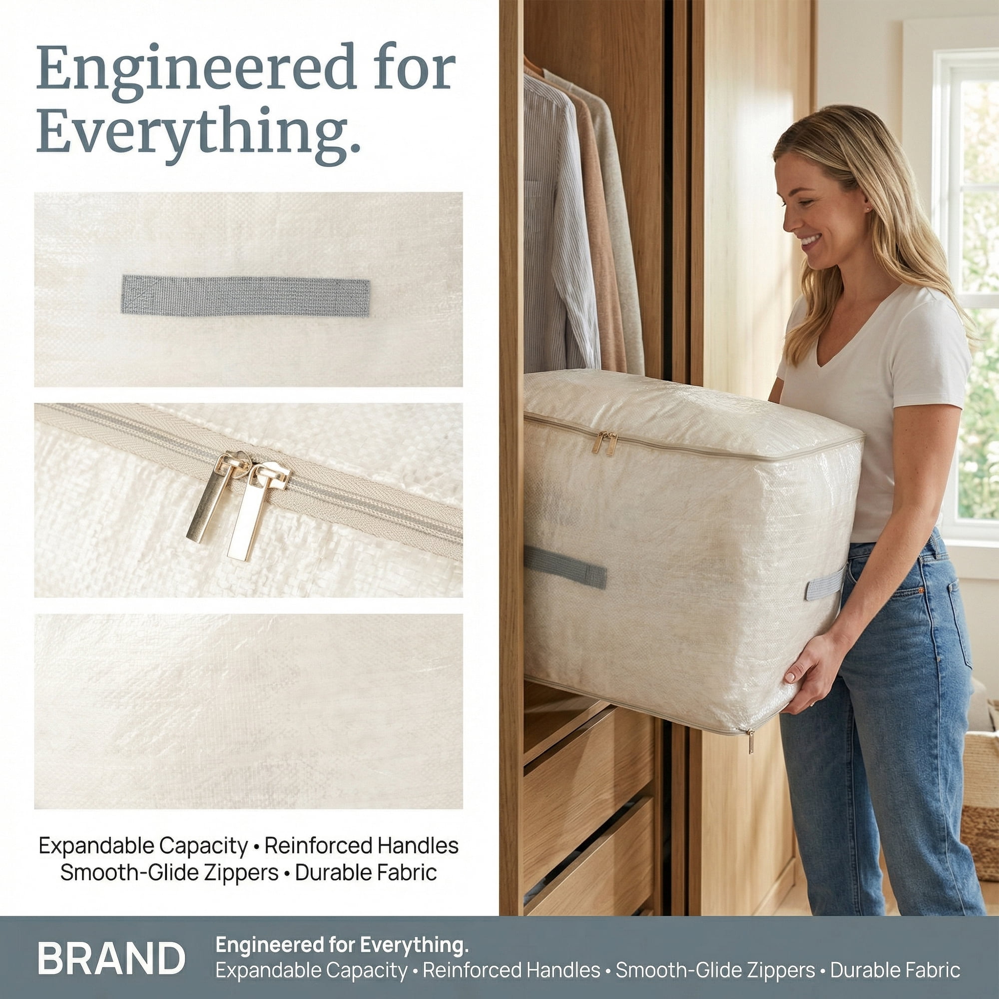 Unique Bargains Portable Storage Bags for Organizing Clothing Grey 19.7"x16.5"x23.6"