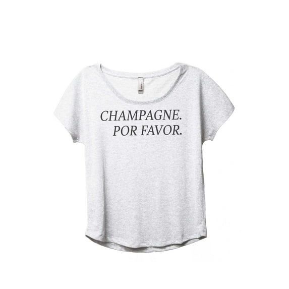 Thread Tank Champagne Por Favor Women's Fashion Relaxed Slouchy Dolman T-Shirt Tee Heather White X-Large