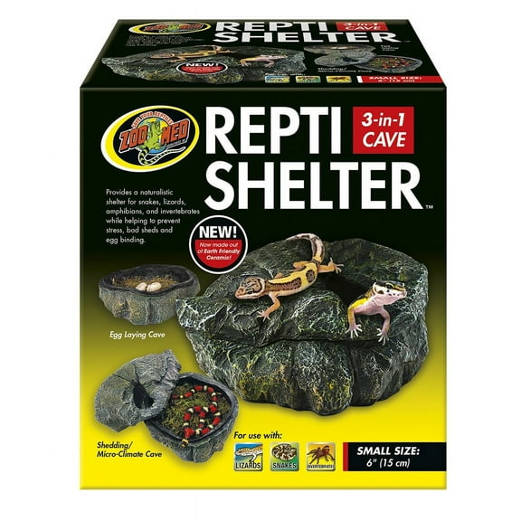 Zoo Med Repti Shelter 3 in 1 Cave for Reptiles [Reptile Caves and Hides, Reptile Supplies] Small - 1 count