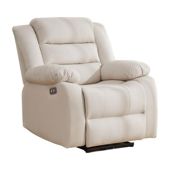 Pemberly Row Power Recliner Chair Fabric Living Room Chair Beige