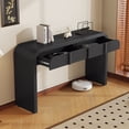 thumbnail image 3 of 55" Long Curved Console Table, Narrow Side Table with 2 Fluted Drawers and Adjustable Feet, Wood Behind Couch Table for Living Room, Hallway, Entryway, 3 of 9