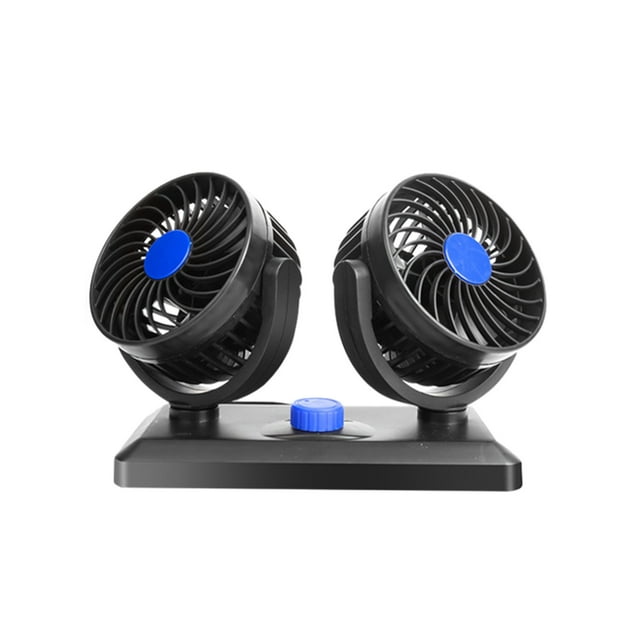 Car Fan Dual Head Rotating 5 V 12 V 24 V USB Cigarette Lighter Powered for Vehicle Center Console Armrest Home Use