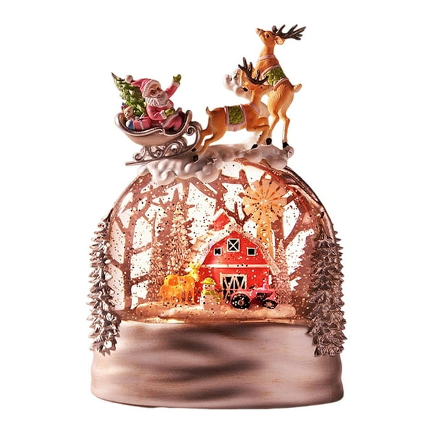 Bola de nieve musical navideña, figura decorativa con purpurina, decoración navideña, luz de noche para sala de estar, vacaciones y dormitorio.