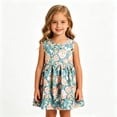 thumbnail image 2 of WEIWEN Toddler Girls Dresses Cute Flower Little Girl Sleeveless Summer Princess Dress Cotton Casual Beach Sundress 2 3 4 5 6 7 8 9T Light Blue, 2-3 Years, 2 of 4