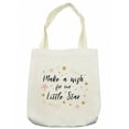 thumbnail image 1 of Saying Tote Bag, Make a Wish for Our Little Star Lettering with Bursting Stars Baby Shower Concept, Cloth Linen Reusable Bag for Shopping Books Beach and More, 16.5" X 14", Cream, by Ambesonne, 1 of 2