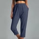 thumbnail image 2 of Mujer Casual Color Sólido Bolsillos Cintura Elástica Cómodos Pantalones Rectos Hasta La Pantorrilla Odeerbi ODB-6, 2 of 7