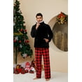 thumbnail image 4 of Vulcanodon Mens Button Down Pajama Sets, Ultra Soft Lightweight Sleepwear Long Sleeve Pjs Sets,(Black+Buffalo Plaid-Red,S), 4 of 5