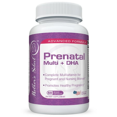 Prénatale et postnatale multivitamines Avec DHA - Mother's Select Vitamines Sans lactose - sans produits laitiers et sans gluten - Omega 3 acides gras, l'acide folique, le bêta-carotène, fer, calcium - Pour maman et bébé