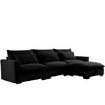 thumbnail image 5 of Corduroy Sectional Sofa with Storage Ottoman and Pillows - Modular L-Shaped Design for Living Rooms and Apartments, Durable Velvet-Like Fabric in Black, 5 of 9