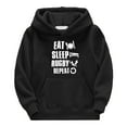 thumbnail image 3 of MEZZALL Chandail en Molleton Décontracté Football à Capuche Vintage Printemps Sports Rétro Enfants Garçons Filles Pull Rugby Tendance pour Tout-Petits, Noir, 13-14 Ans, 3 of 3