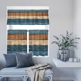 thumbnail image 6 of 3 Piece Kitchen Curtains and Valances Set Farmhouse Navy Blue Brown Cafe Curtains 24 Inch Length Vintage Wooden Striped Valance & Tier Curtain for Living Room Bedroom Small Window 54"x18"+27"x24"*2, 6 of 6