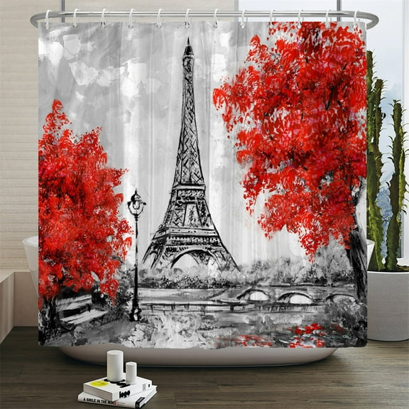Waterproof Shower Curtain For Bathroom Paris Tower landscape Print Bathtub Curta