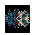 thumbnail image 4 of Symmetrical Floral Design Flannel Blanket - Soft Cozy Warm Blue & Peach Patterns on Black Background - Perfect for Sofa & Travel, 4 of 7