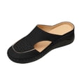 thumbnail image 2 of Miluxas Women's Breathable Hollow Cutout Wedge Slide Mules, Backless Slip On Platform Orthopedic Walking Clogs, Non Slip Soft Leather Casual Shoes Black 5.5(36), 2 of 7