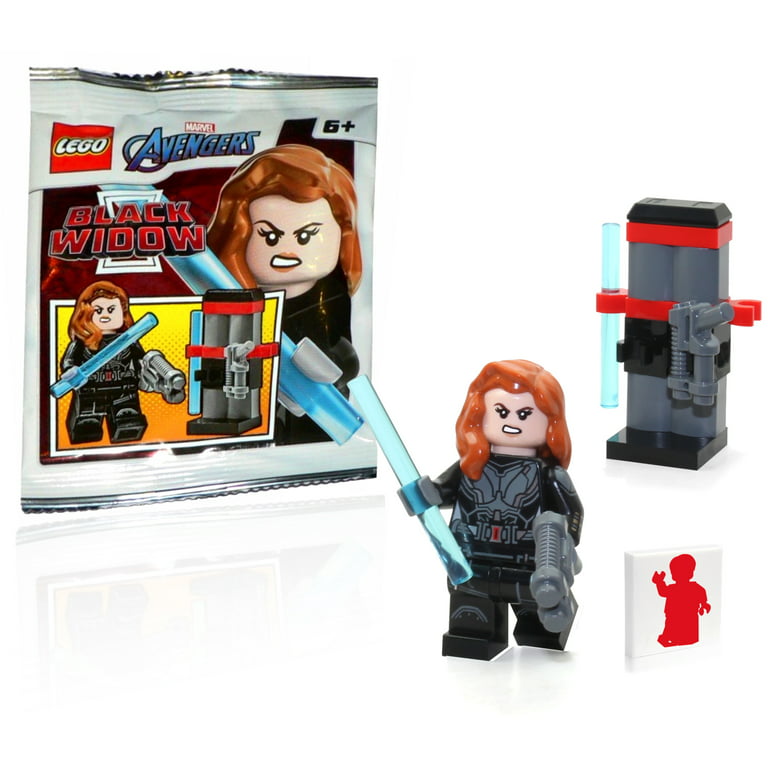 LEGO Marvel Super Heroes Avengers Tower Battle Minifigure - Black Widow (Printed Arms) with Weapons Stand -
