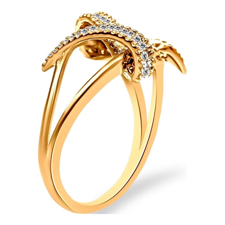 30-6656Y-1.jpg?v=1761606425&  14K Yellow Gold Plated .925 Sterling Silver 1/4 Cttw Diamond Interlocking display picture 1