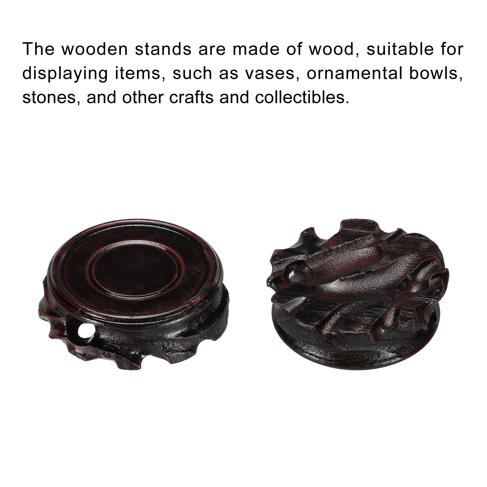 Unique Bargains Wooden Stand Holders Displays Base 60mm Diameter Black