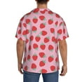 thumbnail image 5 of Xecao offers the Hand Drawn Strawberry for Men's Casual Short-sleeved Shirt, a button-up collared shirt with a pocket, perfect for beach vacations and yacht travel in the Medium size., 5 of 7