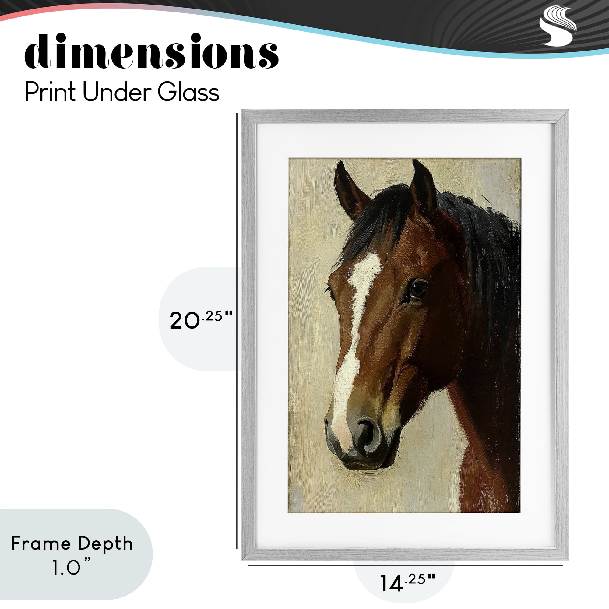 Stupell Industries Beautiful Brown Horse Portrait Gray Framed Print Under Glass, design by Petal Prints Design