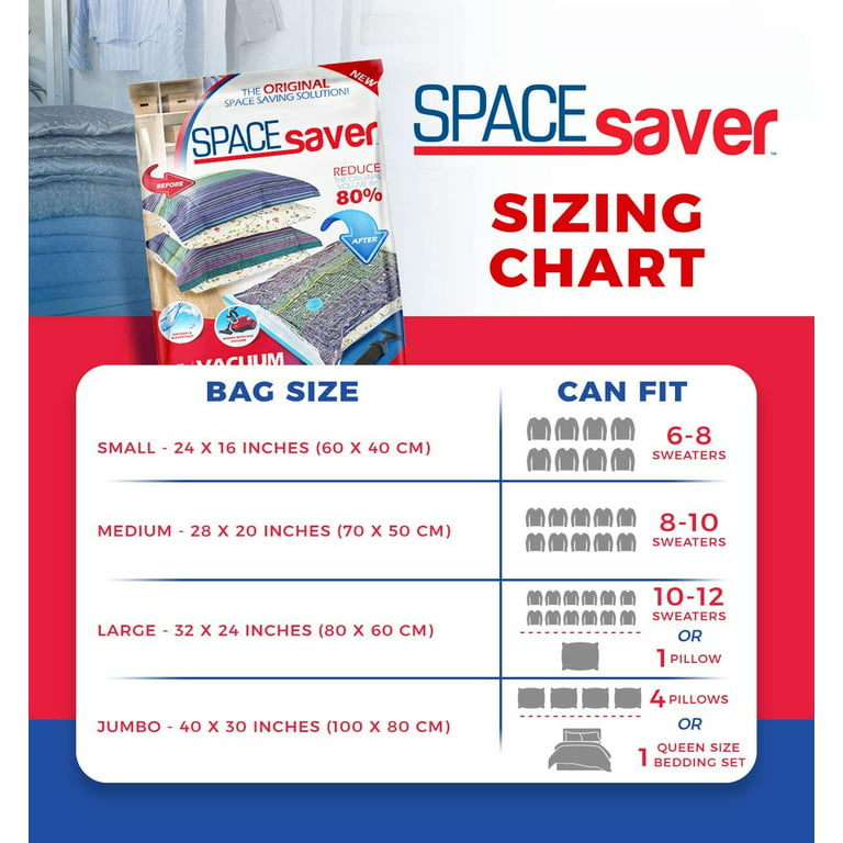 Spacesaver Variety 12pk - Space Saver Vacuum Storage Bags Save 80% Clothes  Storage Space - Vacuum Seal Bags for Clothing, Comforters, Bedding 