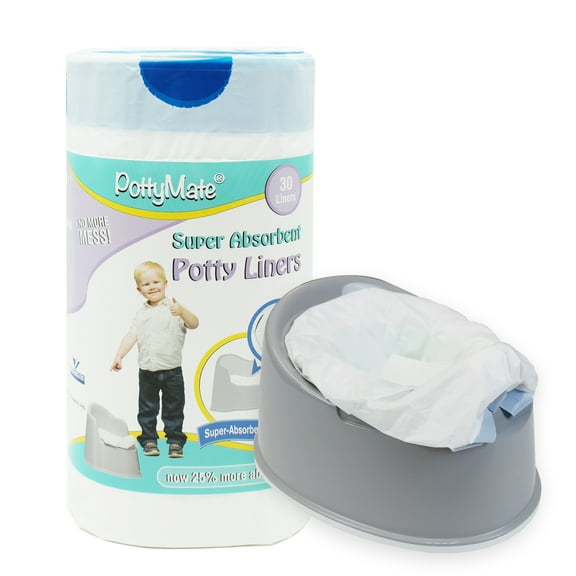 AUQ  Potty Liners Pack of 30 Liners - Never Clean A Potty Again - PottyMate Liners with Super Absorbent Pad - Fits Any Standard or Travel Potty - by Cleanis 30 Count (Pack of 1)