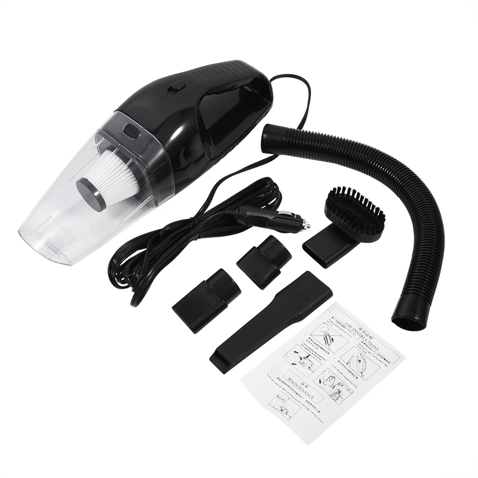 YAHHU Useful 12V 120W Portable Handheld Wet & Dry Auto Car Vacuum Cleaner with 16.4ft / 5m Long Cable, High Power 4000PA Suction for Professional Vehicle Interior Cleaning (Black)