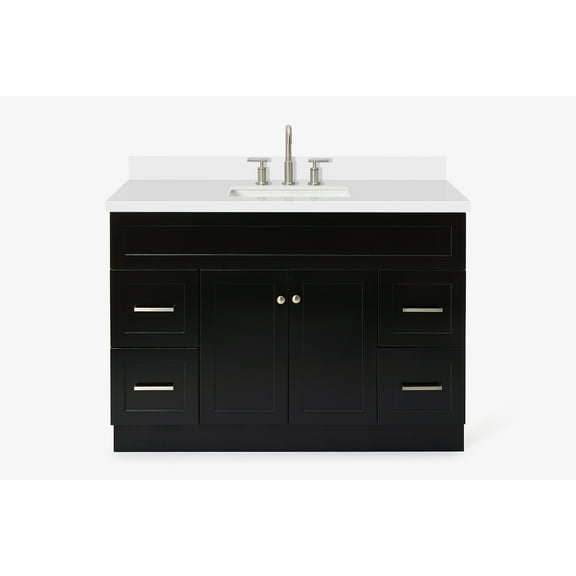Ariel Hamlet 49 In. Rectangle Sink Vanity With White Quartz Countertop In Black