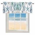 thumbnail image 4 of Kitchen Valances for Window, Coastal Watercolor Starfish Shell Light Filtering Rod Pocket Valance Curtain, Summer Nautical Sea Grass Short Curtains Window Topper for Bedroom Living Room 60x18in, 4 of 9