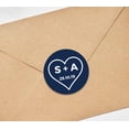 thumbnail image 3 of Darling Souvenir Round 45 Pieces Heart Save The Date Stickers Personalized Bride Groom Initials And Date Envelope Seals - Navy Blue, 3 of 4