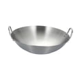 thumbnail image 2 of Wok de acero inoxidable, batería de cocina multiusos, sartén plateada de fondo plano para freír, guisar y cocinar , inducción eléctrica Diámetro 24cm, 2 of 9