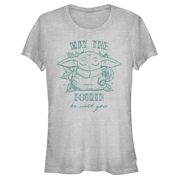 Junior's Star Wars: The Mandalorian Grogu May the Fourth Be With You Graphic Tee Athletic Heather Small