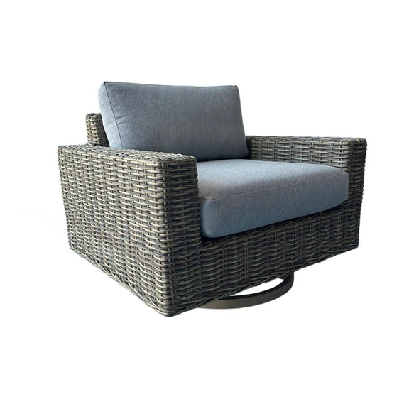 Kinger Home Larry 1-Piece Wicker Patio Swivel Chair, 360° Outdoor Club Chair with Removable Cushion, All-Weather Resin Wicker, Fully Assembled, Backyard, Deck, Sunroom Seating