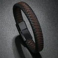 High Quality Single Braided Black Brown Leather Bracelets Bangles