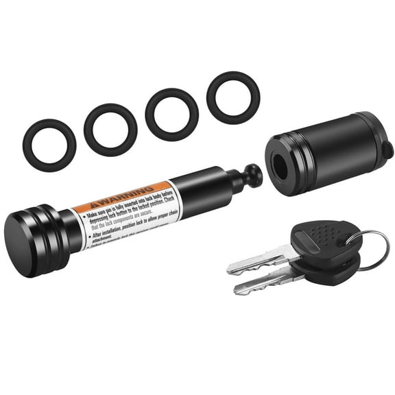 METOWARE Trailer Hitch Lock SSF20 - 5/8" Dia Locking Receiver Pin, Fits 2" Receiver Tubes, Class III & IV Hitch Receivers, Anti-Theft Trailer Receiver Lock, Black (1 Pack)