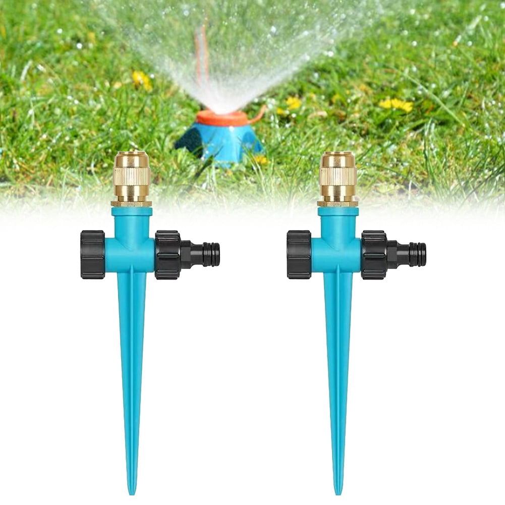 Arkzeo Metal Lawn Sprinkler Set 360° Automatic Garden Irrigation System 1/2 Head Adjustable Nozzle for Yard Patio Watering 2 Pack