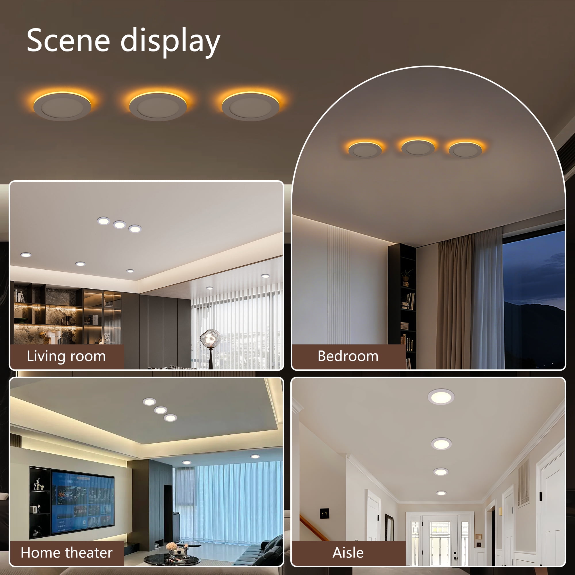 Miniyam 6 Pack 6" White LED Recessed Light with Night Light, Dimmable, 2000K-5000K 6CCT, 800LM 9W, Ultra-Thin Canless for Bedroom/Living Room/Kitchen