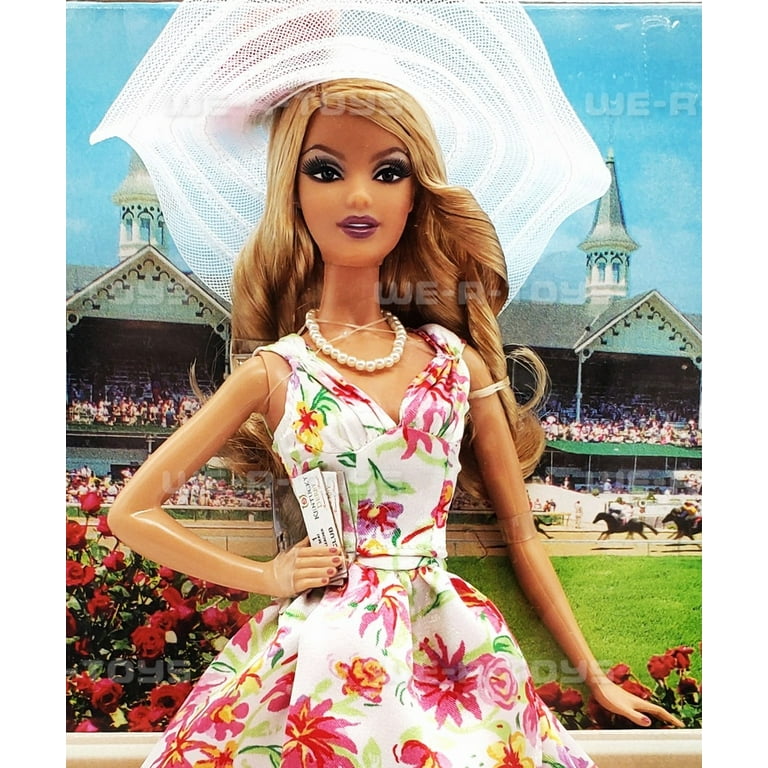 Barbie Pink Label Collector Doll Kentucky Derby Edition with Floral Print Party Dress and Wide Brimmed Hat Walmart