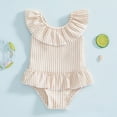 thumbnail image 2 of Gubotare Swimsuit for Kids for Girl Baby Girls One-Piece Swimsuit Summer Suit Holiday Beach Sport Bathing Suit 4T 5T (Beige,4-5 Years), 2 of 6